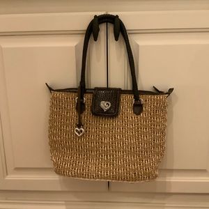 LIKE NEW Brighton Straw and Leather Handbag Purse